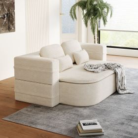 75''2-in-1 Foldable Sofa,Convertible Sleeper Foam Sofa Bed with Multi Functional Blanket, Corduroy Floor folding sofa bed