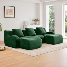 U-shaped Soft Teddy Fabric Boneless Sofa, Assembly Chaise,No Assembly Required Curved Armrest