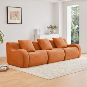 Boneless Sofa,3 Seat High-Quality Teddy Fabric,Anti-Slip Design,No Assembly Curved Armrests Streamlined