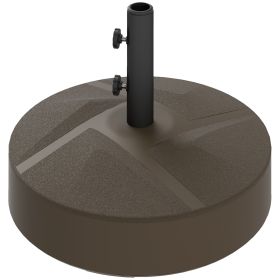 Patio Umbrella Base Holder, Heavy Duty Outdoor Umbrella Stand Base, Filled Up To 66lbs With Stand Or 55lbs With Water For Garden, Poolside, Brown (Color: BROWN)
